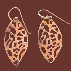 18k Gold Plated Filigree Leaf Drop Earrings